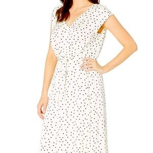 Vince Camuto Ivory and Black Dotted Midi Dress